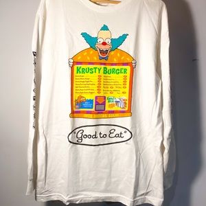 The Simpsons Krusty Burger Menu “Good to Eat” Mens White Large Long Sleeve Shirt